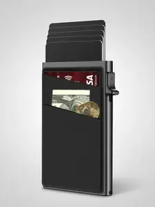 Aluminum Alloy Card Holder Automatic Pop-Up RFID Blocking, Anti-Theft Magnetic Swipe Case, Casual Style for All Seasons, Card Organizer, Credit Card Holder