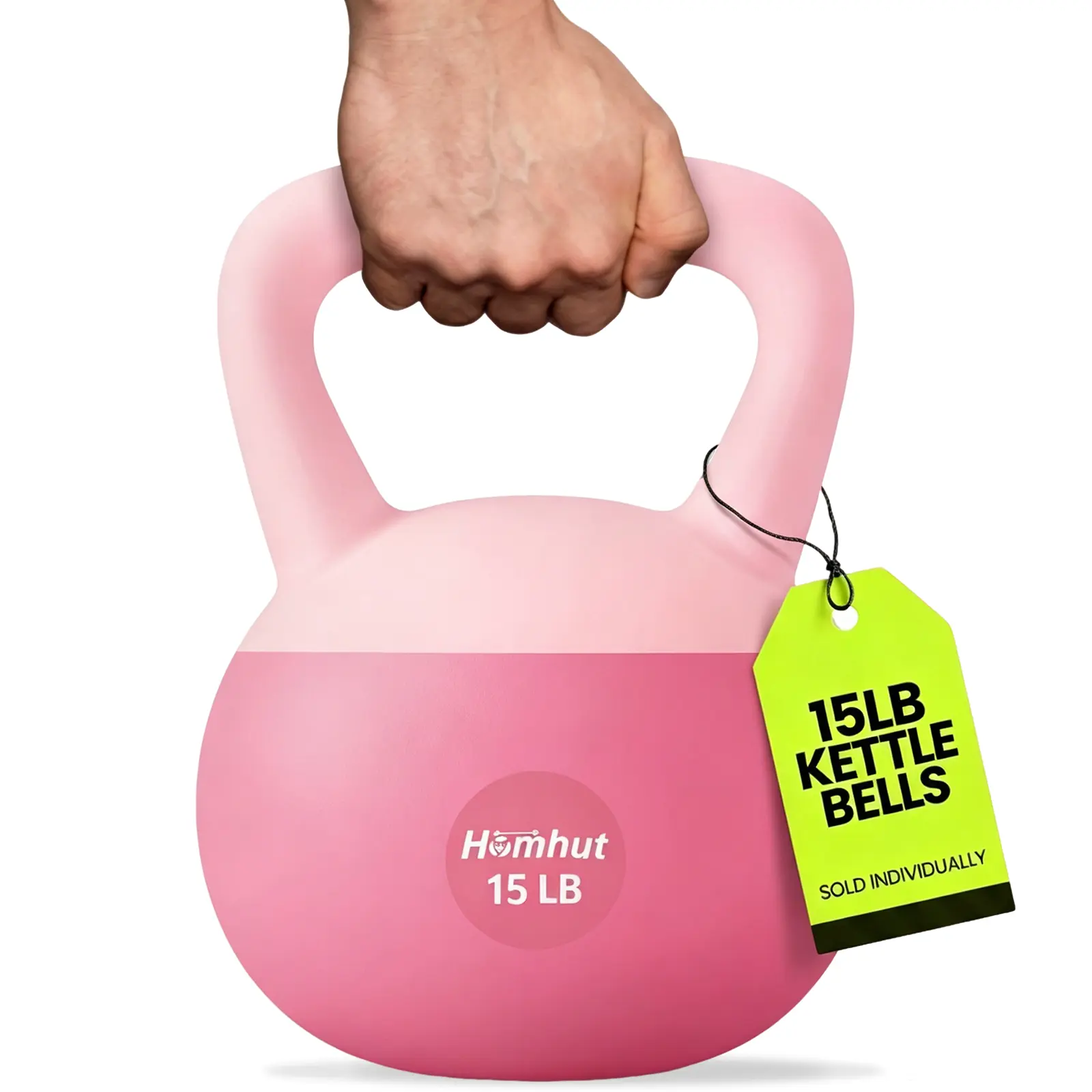 Unisex 15lb Soft Rubber Kettlebell with Handle - Home Gym Strength Training Equipment for Weight Lifting, Core Training