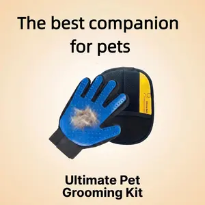 pet hair removal tool 2-in-1 Pet Deshedding Glove Set | Dual-Sided Bristles Auto Hair Collection | Gentle Grooming For Cats & Dogs