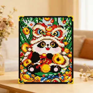 Panda Yuanbao Painting, Detailed Craftsmanship, Building Blocks and Decorative Pieces, Perfect Gift, Unisex, High Aesthetic Value