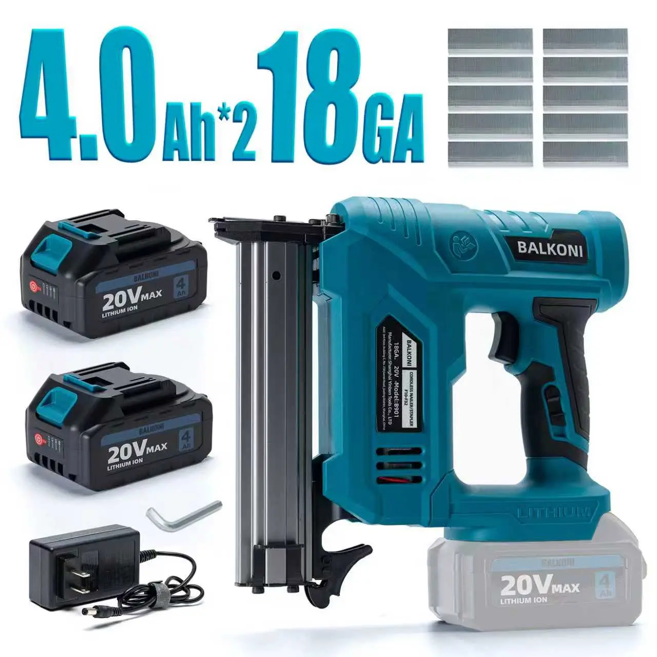 18 Gauge Electric Nail Gun, F32 MAX Cordless Nail Gun With Battery 4.0Ah X 2 Or 1.5Ah X2 & A Charger, 1000pcs Nails, Bump&Sequential Mode, Around 180 Nails/min, Cordless Nail Gun For DIY Project Home Made Project