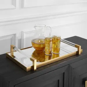 Uttermost 18083 24 x 3 x 14 in. Deki Mirrored Tray, Gold