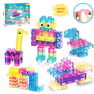 21pcs 42pcs Kids Magic Jelly Block Stress Relief Toy, Finger Play Toy, Stack Building Toy, Soft Toy, Birthday Gift, Family Interactive Toy