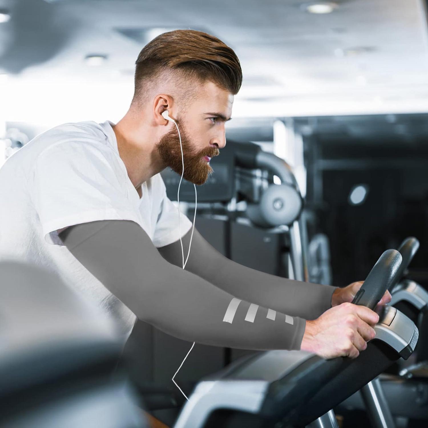 2 Pairs Per Pack Breathable Slim Fit Arm Sleeves with Reflective Elements, Moisture-Wicking Quick-Dry Material, Comfortable for Cycling, Running, Fishing, Hiking, Outdoor Sports and All-Day Wear for Men & Women