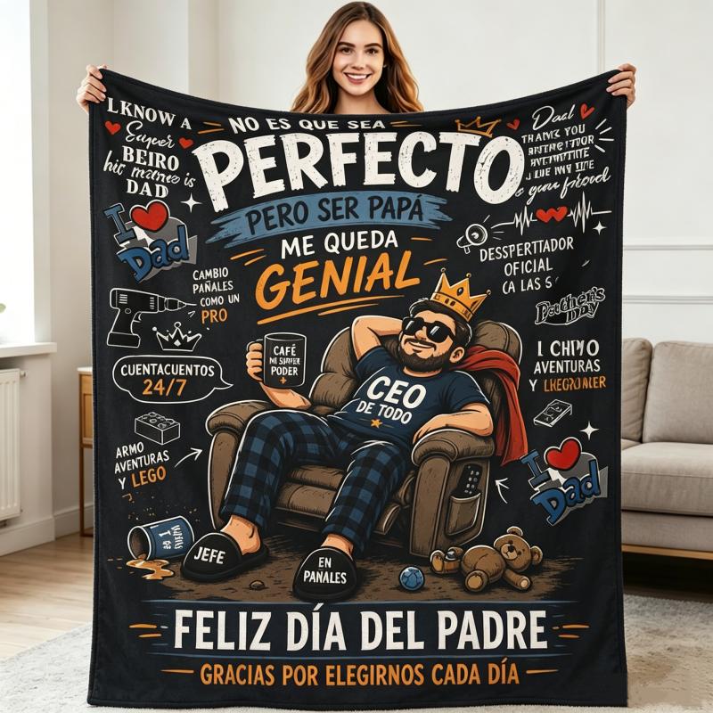 Regalo dia del padre, manta para papa, frases divertidas papa, manta franela regalo papa, manta ceo de todo papa, manta dia del padre, regalo sentimental para papa, manta hogar para papa