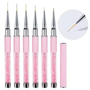 6-Piece Nail Art Line Pen Set, Acrylic Light Therapy Extension Brush, Grid Pen, 3D Design Painting Tool, Floral Drawing Pens
