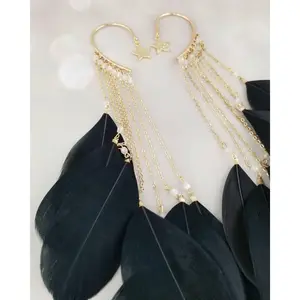 Feather Ear Cuff - Ear Cuff No Piercing - Extra Long Earring