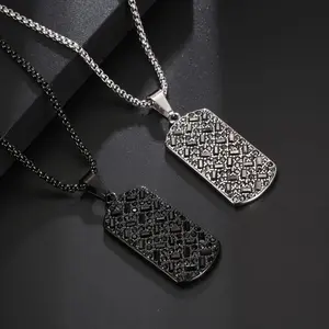 [Luxury Pendant] Premium Luxury Black 304 Stainless Steel Men's Pendant |   Colorfast Inlaid Light Cool Hip-Hop Rock Necklace
