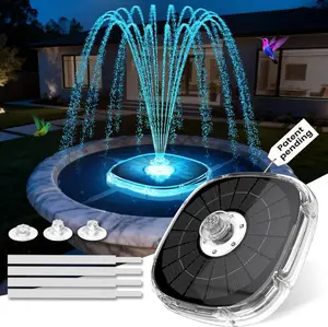 UniWater Solar Fountain Pump for Bird Bath,2026 Upgrade Solar Powered Water Fountain Pump with LED Light,4000mAh Battery Bird Bath Fountains Outdoor,9 Spary Modes Solar Birdbath Fountains for Pond,Pool-White