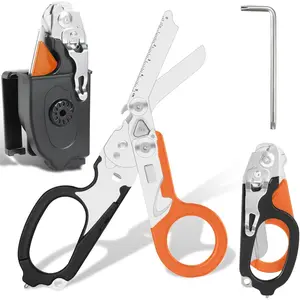 6-in-1 Multi-function Trauma Shears With Holster, Trauma Shears for Nurses Foldable, Heavy Duty Stainless Steel Scissors all Purpose, Outdoor Camping Rescue Scissors Tools