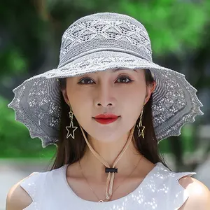 Women's Solid Korean Style Wide Brim Beach Sun Hat - Foldable & Washable Cloth with UV Protection for Outdoor Sports & Vacation