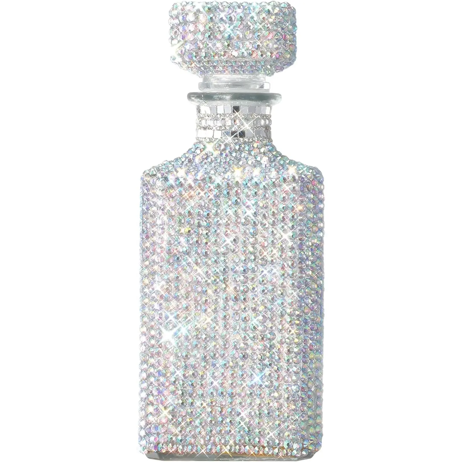 Unique Diamond Rhinestone Decanter | 730 mL | Luxurious Whiskey, Tequila, Wine Decanter - Dazzling Bling All Over Silver Rhinestone Carafe For Spirits, Bourbon, Scotch, Durable Thick Glass