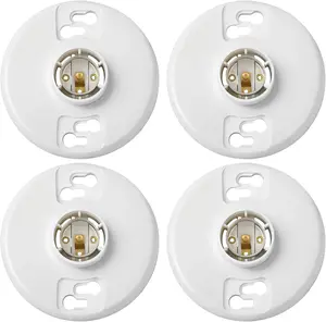 4 Pcs E26 Medium Base Ceiling Lamp Holder Keyless Light Sockets White Bulb Socket Incandescent Fluorescent CFL Lamp Holder 660w 250v (Phenolic Resin)