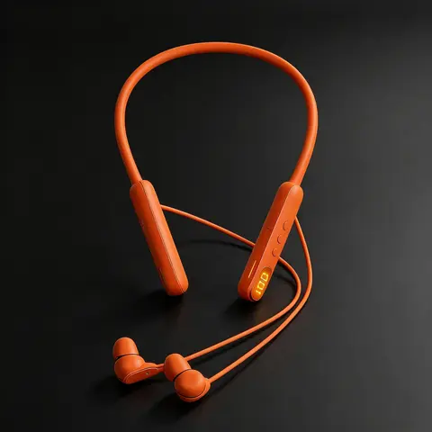 Wireless Bluetooth Neckband Earbuds - In Ear, IPX4 Water Resistant, 48H Standby, 13mm Drivers, ENC Sound Isolation, Magnetic Silicone Design, Digital Display, MP3 Playback, Card Support, Fast Charging, Stable Cellphones Connection, Batteries Included