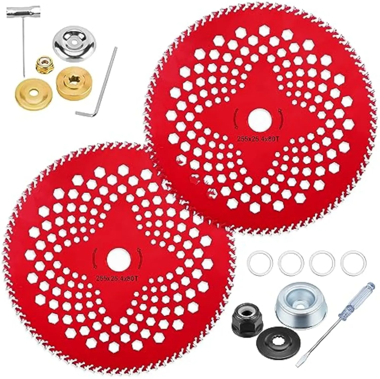 2 Pack 10" x80T Carbide Tip Brush Cutter Blades Weed Eater Blades for Brush Cutter, Trimmer, Weed Eater, Compatible with Husqvarna, Stihl, Fsx, and More
