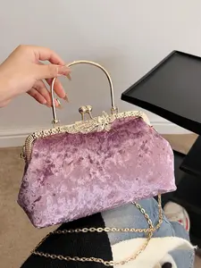 Women's Elegant Velvet Evening Bag, Exquisite Trendy Flower Design Hobo Bag, Fashionable Bag for Party Decoration Clutch Purse