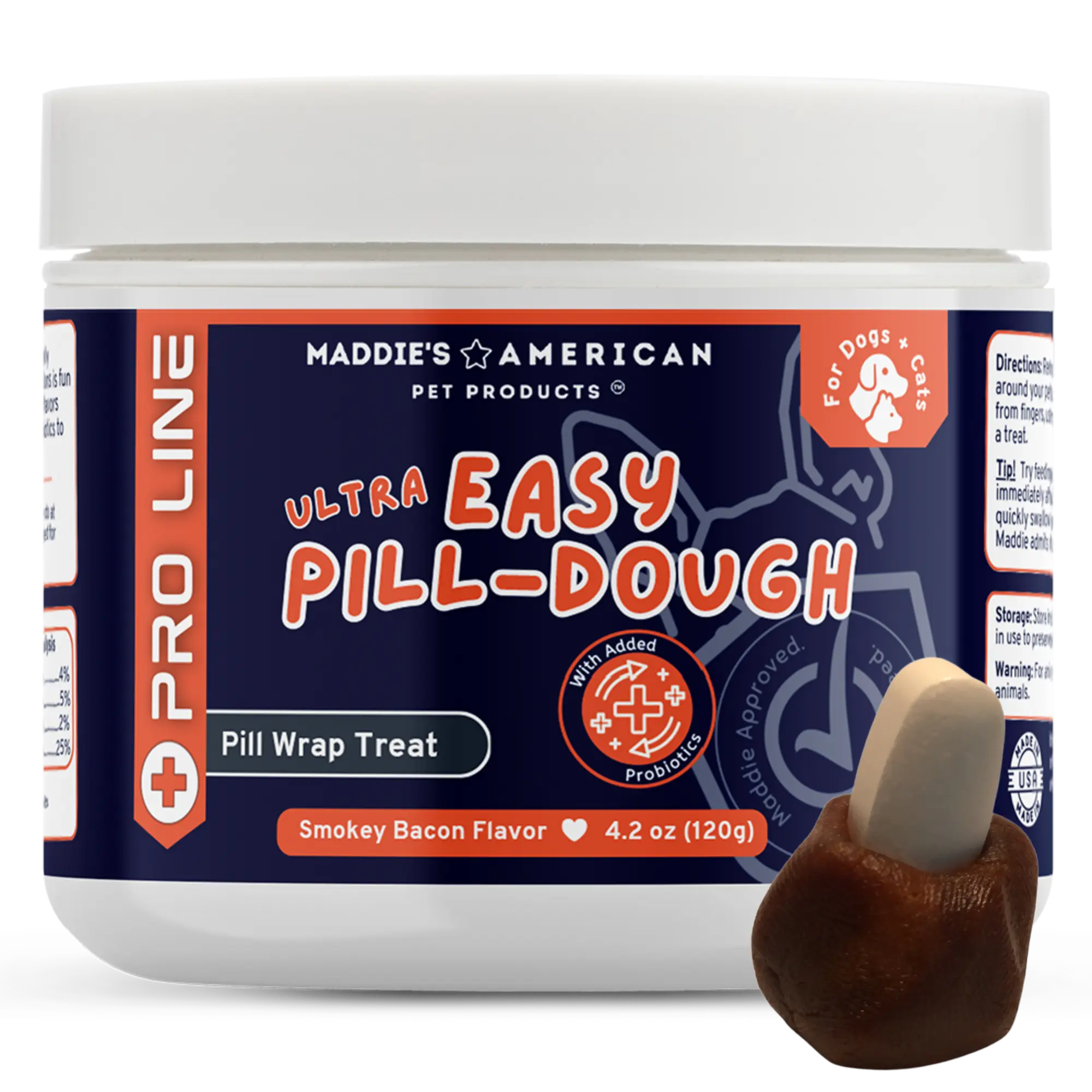 Maddie's American - Ultra Easy Pill-Dough Probiotic Infused Treat Wrap for Dogs & Cats - Forms a Custom Pocket or Pouch to Conceal Pills - Pro Line