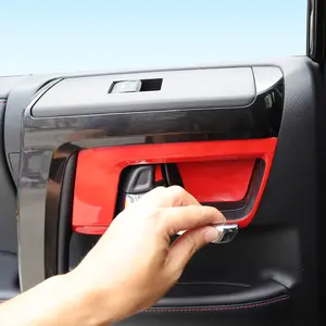 For 2010-2023 Toyota 4Runner Inner Door Handle Bowl Cover Trim Decor Car Interior Accessories design accessory decorative automotive carbon fiber red color sticker decoration kit accessory