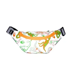 Kids Fanny Pack, Crossbody Bag, Sling Bag, LOQI DINOSAUR Skeleton Reflective Medium Bumbag, Belt Bag