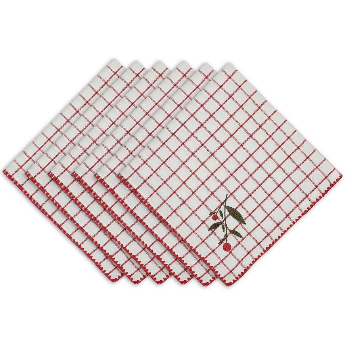 Design Imports CAMZ12050 Square Fabric Napkin Set - 6 Pieces, 20x20 in. DII Berry Sprig, for Table Setting, Fabric Napkins, Six Pieces