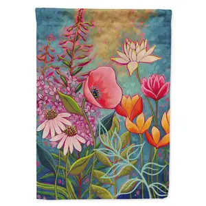 212 MAIN Full Size Polyester Weatherproof Fade Resistant Mon Jardin II Floral Art Canvas House Flag, 28x0.01x40 in.