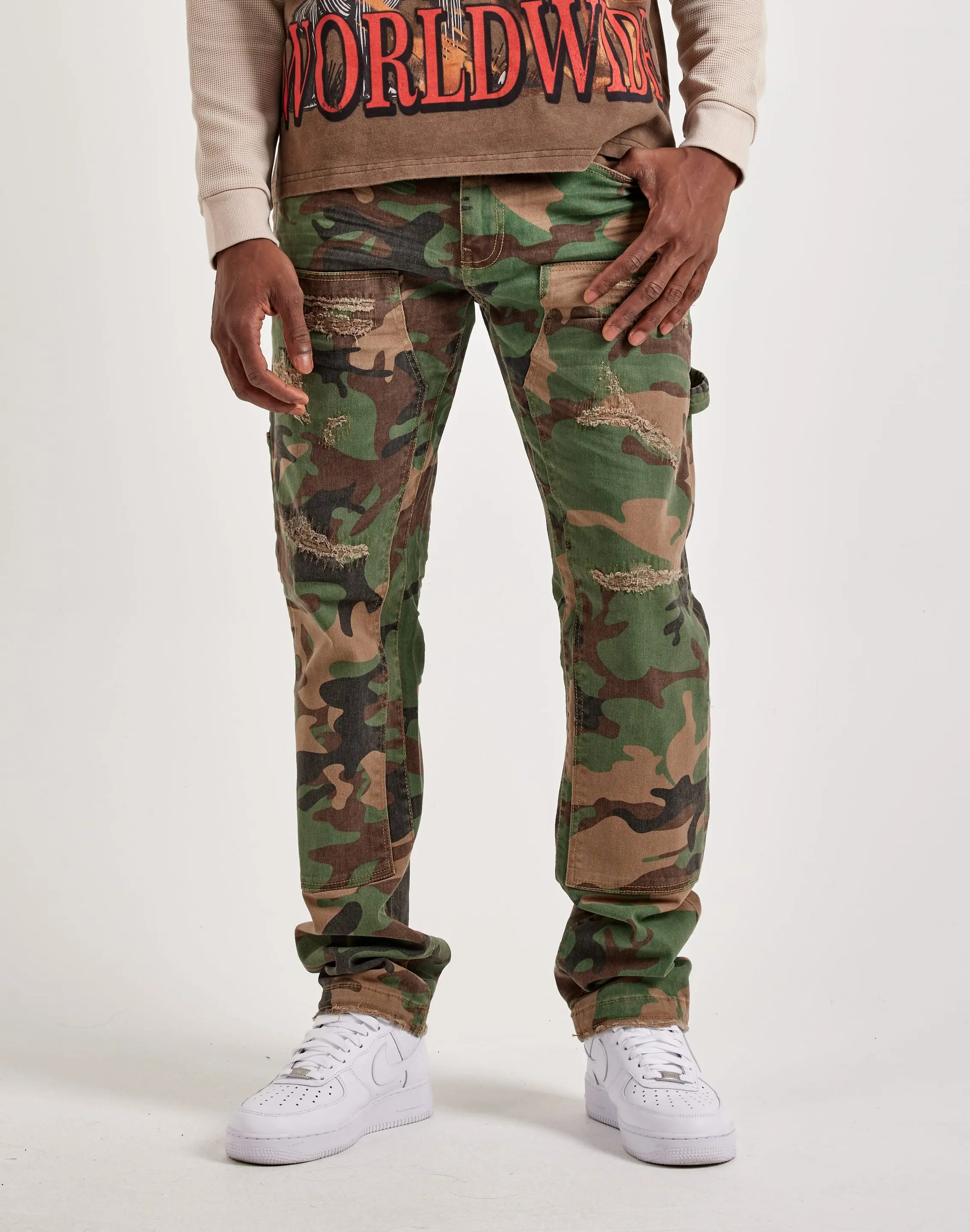 Mens Jordan Craig Collins Distressed Carpenter Straight Pants