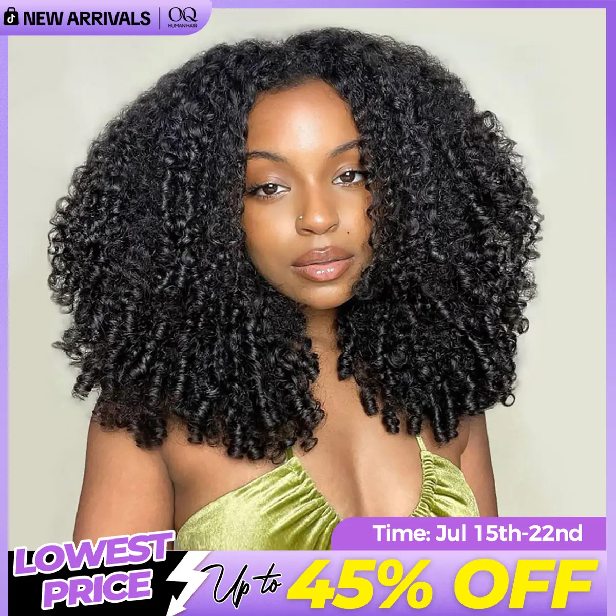 OQ HAIR Burmese Curly Half Wig Full 280% Density 3 In 1 Wear Go Glueless Half Wig Human Hair V Part Wig with Drawstring Spiral End Beginners Friendly #DealsForYouDays