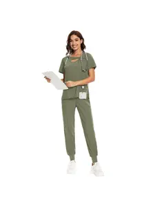 Frosted Set Doctor and Nurse Uniform Nursing Home and Beauty Salon Workwear Operating Room Outfit Frosted Texture, Skin-Friendly and Breathable Suitable for Daily Wear in Hospitals Nursing Homes Beauty Salons and Operating Rooms