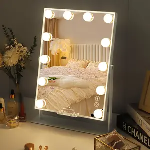 VANITII Hollywood Vanity Makeup Mirror With Lights 12 LED Bulbs  Bluetooth Wireless Charge 12''×16'' 10XMagnifying Smart Control makeup Cosmetic Setting Clear Decor Reflective