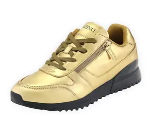 Mazino Selenite Zipper Jogger Solid Black & Gold Sneakers - Men
