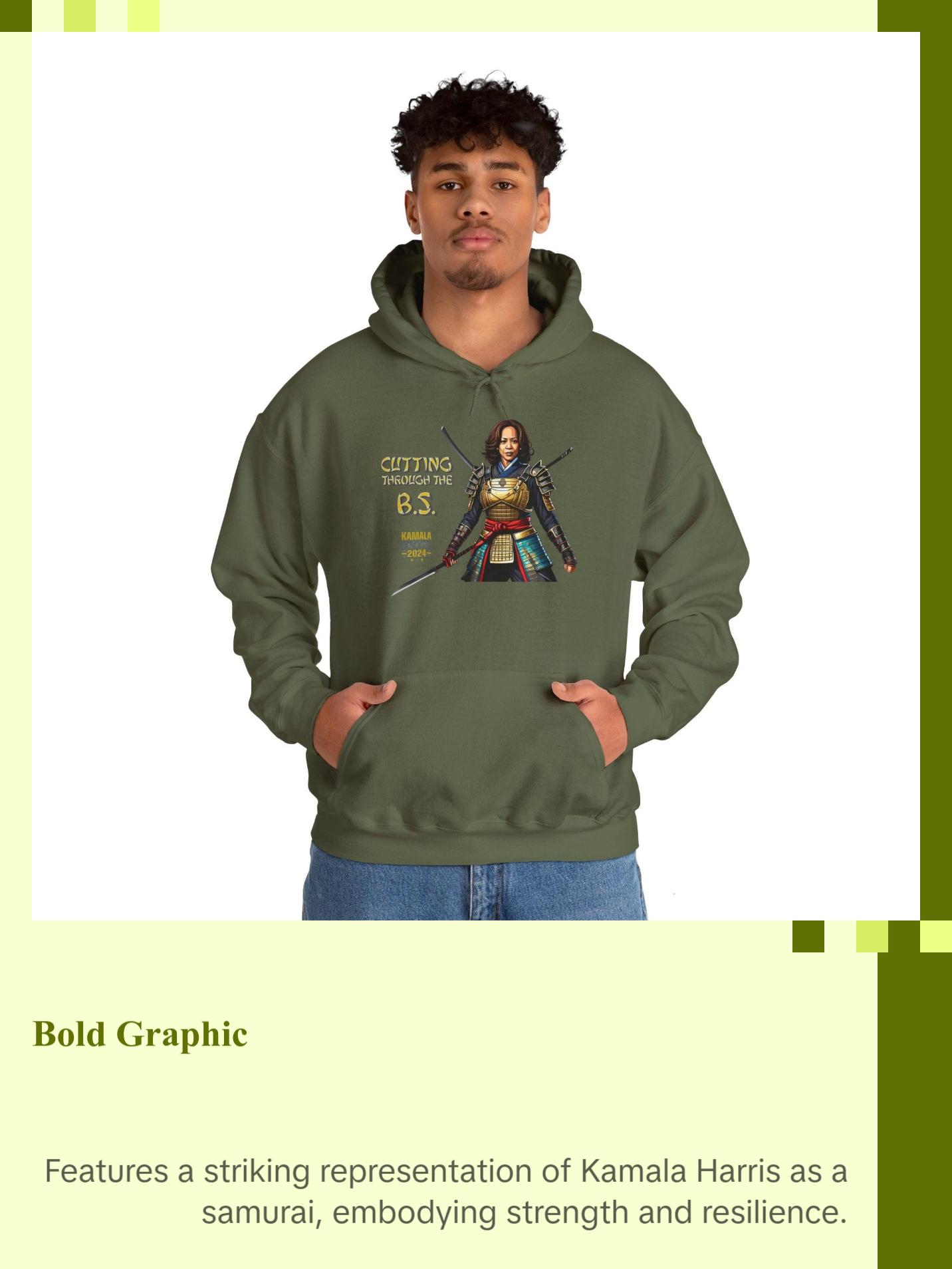 Kamala Harris "Cutting Through the B.S." Samurai T-Shirt - Bold Political Statement Tee - Available in Multiple Colors Classic Cotton Fabric Menswear Top Collar Graphic Crewneck