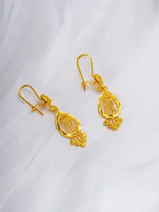 12pcs 24k Feng Shui Teardrop Earrings, Hypoallergenic Vintage Flower Wire Ear Hooks, Women's Daily Wear Wedding Luxury Jewelry, Unique Design Earrings