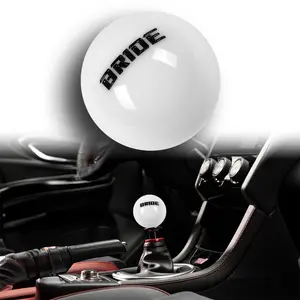 White JDM 58mm Round Bride Racing Manual Gear Stick Shift Knob Lever Shifter New