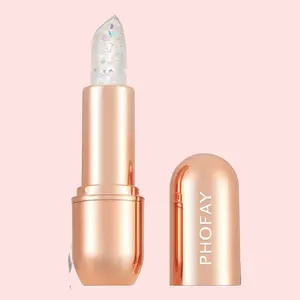 PHOFAY Moisturizing Jelly Warm Lipstick 01# Non-sticky 3.4g Hydrating Lip Gloss for Charming Lips Change Color with Lip Temperature Makeup