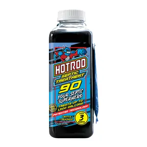 HOTROD Septic Tank Treatment 90 - 3 Month Supply - Extends Septic System Life and Prevents Costly Repairs - Industrial Grade - Easy to Use - Safe on Piping and Plumbing - 16oz Liquid