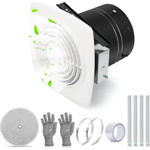 505 Bathroom Exhaust Fan, 8 Inch Fan with 200 CFM, White Vertical Discharge Ceiling Ventilation Fan, Bathroom Vent and Kitchen Exhaust Fan, Attic and Garage Ceiling Fan, Household Ventilation Fans
