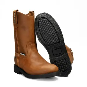 SB800 Leather Comfort Work Boots PU Sole Round Toe Lightweight FlexTech Technology