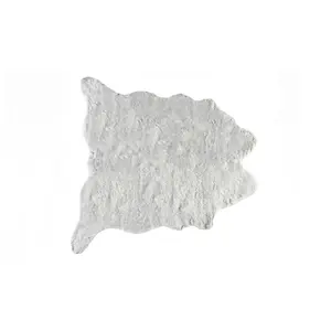 212 MAIN Cowhide Shape Area Rug - 5.25x7.5 ft, Machine Tufted, Luxe Acrylic Plush, Grey, Animal-Free, Shed-Free, Luxury Design