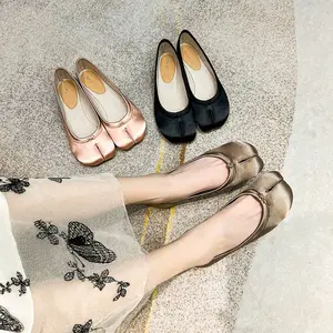 2026new Tabi Split-toed Shoes Women's Flat Satin Slim One-pedal Ballet Single Shoes Women Comfortable & Stylish