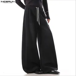 INCERUN Men's Black Basics Long Fabric Sweatpants - Spring/Summer Casual Fashion Menswear Trousers (Style Number 8)