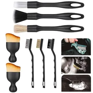 professional Autodetailing 8-Piece Car Detailing Brush Set Includes 3 Car Detailing Brushes 3 Wire Brushes 2 Soft Bristle Dust Brushes for Car Interiors Wheels Air Conditioning Vents Engine Compartment Pink Durable Wheel Supply care kit wash accessories