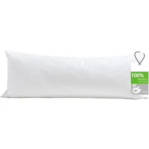 Feathers Down Pillow Insert 14x36,    Shell, Large  Pillow Insert, Decorative Throw Pillow for Living Room Sofa, Couch, or Bed (White)