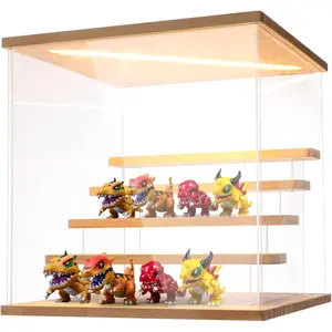 Led Acrylic Figures Display Case - Clear Action Figurine Lighted Display Case with Light for Figures Display Box Stand, Dustproof Protection Showcase Cabinet for Figurines Collection