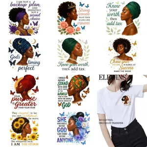 12Pcs Inspirational African Women Quotes Hot Stamping DTF Transfer Vinyl for Tshirt Hoodie Jeans Backpack Pillow Machine Washable Heat Transfer Paper for Men Women