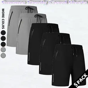 5-Pack Men's Quick Dry Tech Training Shorts |   Big & Tall Summer Casual with Zipper Pockets