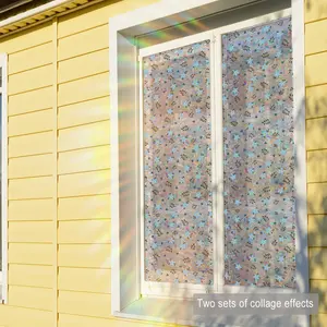 Vibrant Floral Window Sticker (30x120cm), Static Cling Glass Decal for Bedroom Living Room Bathroom Decor, Xc20009