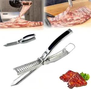 Premium Stainless Steel Rib Prep Tool – Handheld BBQ Membrane Remover with Non-Slip Ergonomic Handle, Food-Grade Heavy-Duty Kitchen Gadget for Effortless Meat Cleaning & Outdoor Grilling