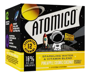 ATOMICO Sparkling Vitamin Water : PINEAPPLE COSMIC COCONUT 12PK