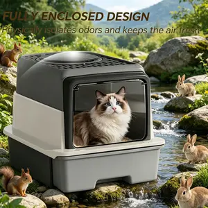 3-in-1 Detachable Cat Litter Box, Fully Enclosed Hooded Kitty Litter Pan with Top Entry & Front Door, Odor Control & Anti-Splatter, Easy Clean for Indoor Cats litterbox sided high automatic tiktokshopspringglowup safety sensor to plitter open
