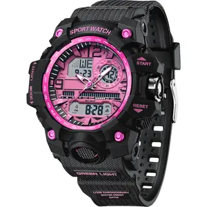 *WWA-PP  Women's Sport Watch Digital Waterproof Watches Military Watches Analog Outdoor Wrist Watch LED Luminous Alarm Stopwatch Dual Time Wristwatch
